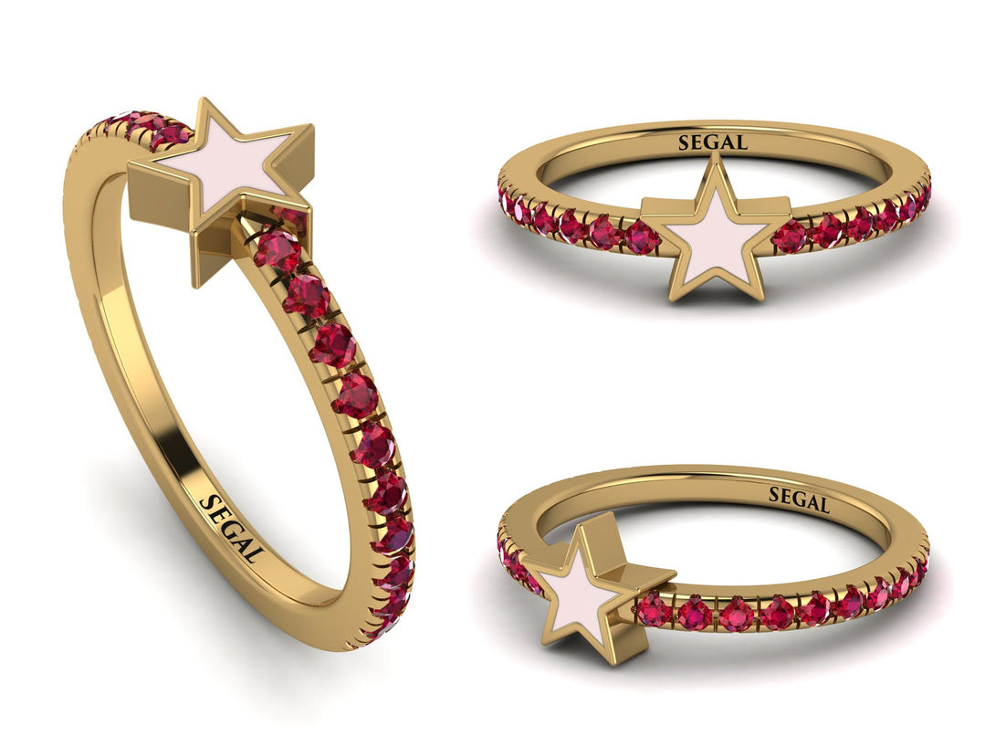Elegant Enamel Star Ruby Ring - Star No. 10