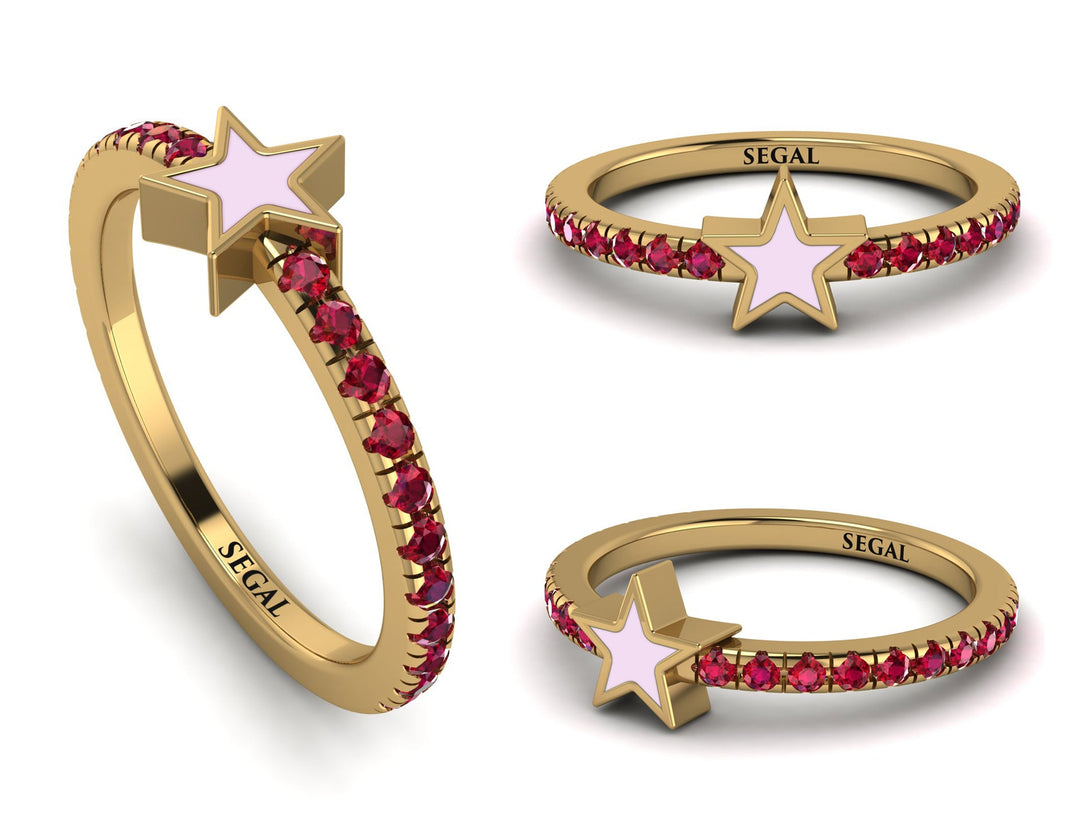 Elegant Enamel Star Ruby Ring - Star No. 10