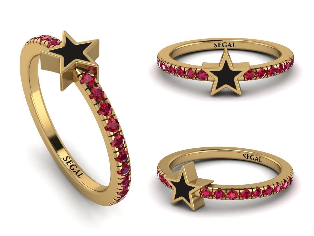 Elegant Enamel Star Ruby Ring - Star No. 10