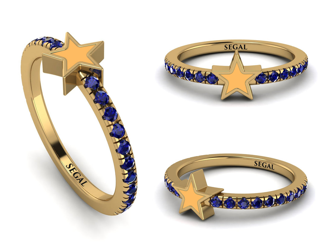 Elegant Enamel Star Sapphire Ring - Star No. 13