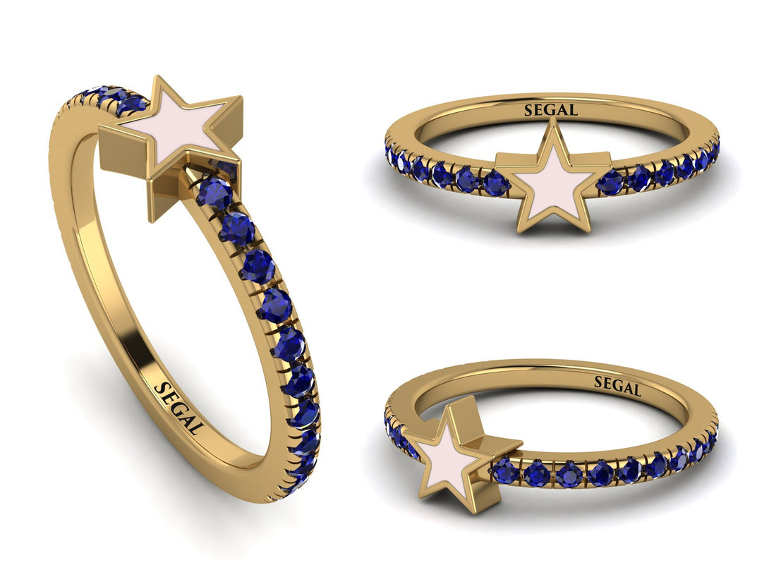 Elegant Enamel Star Sapphire Ring - Star No. 13