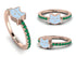 Elegant Enamel Cat Emerald Ring - Cat No. 5