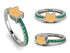 Elegant Enamel Cat Emerald Ring - Cat No. 6