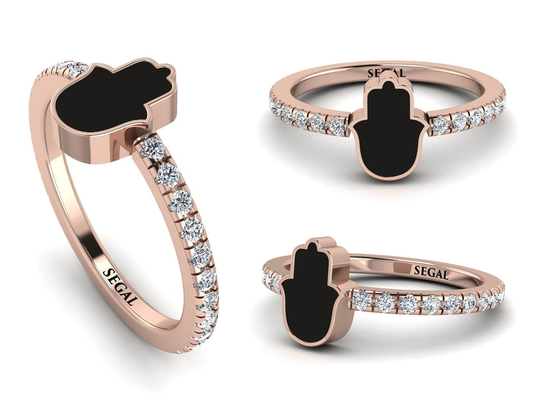 Elegant Enamel Hamsa Diamond Ring - Hamsa No. 2