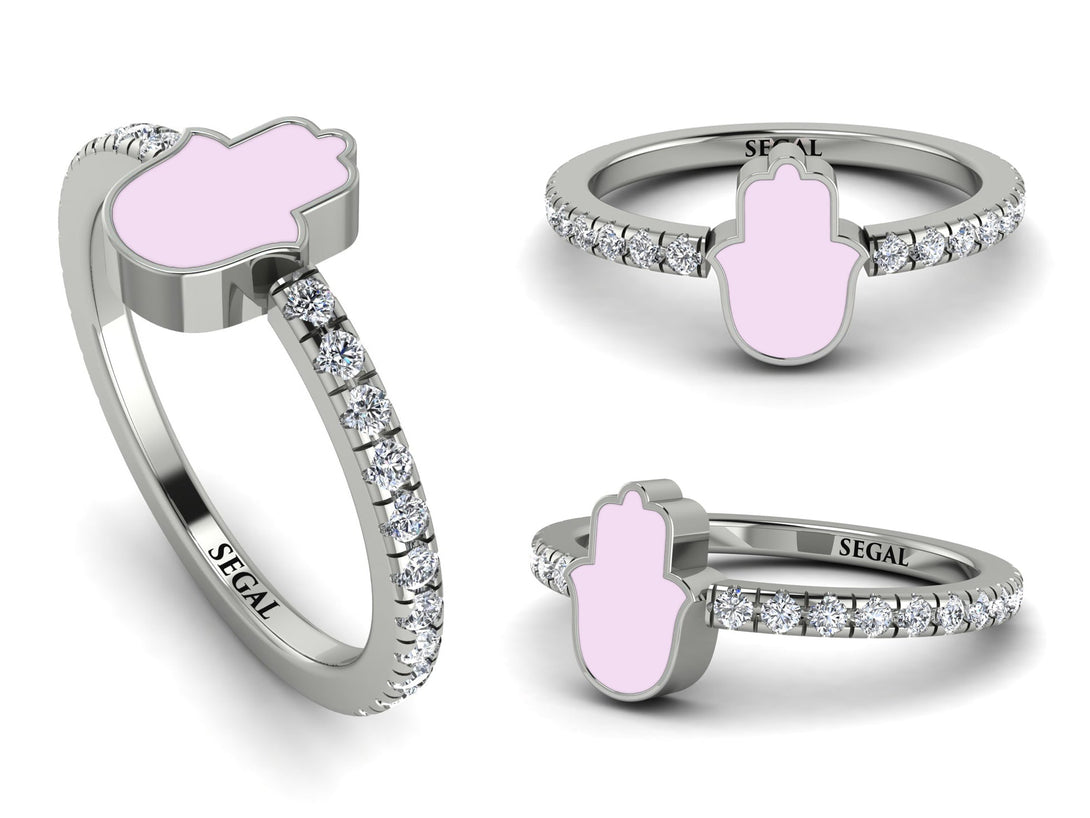 Elegant Enamel Hamsa Diamond Ring - Hamsa No. 3