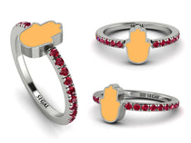 Elegant Enamel Hamsa Ruby Ring - Hamsa No. 12 image 1