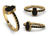 Elegant Enamel Hamsa Black Diamond Ring - Hamsa No. 7