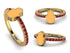 Elegant Enamel Hamsa Ruby Ring - Hamsa No. 10