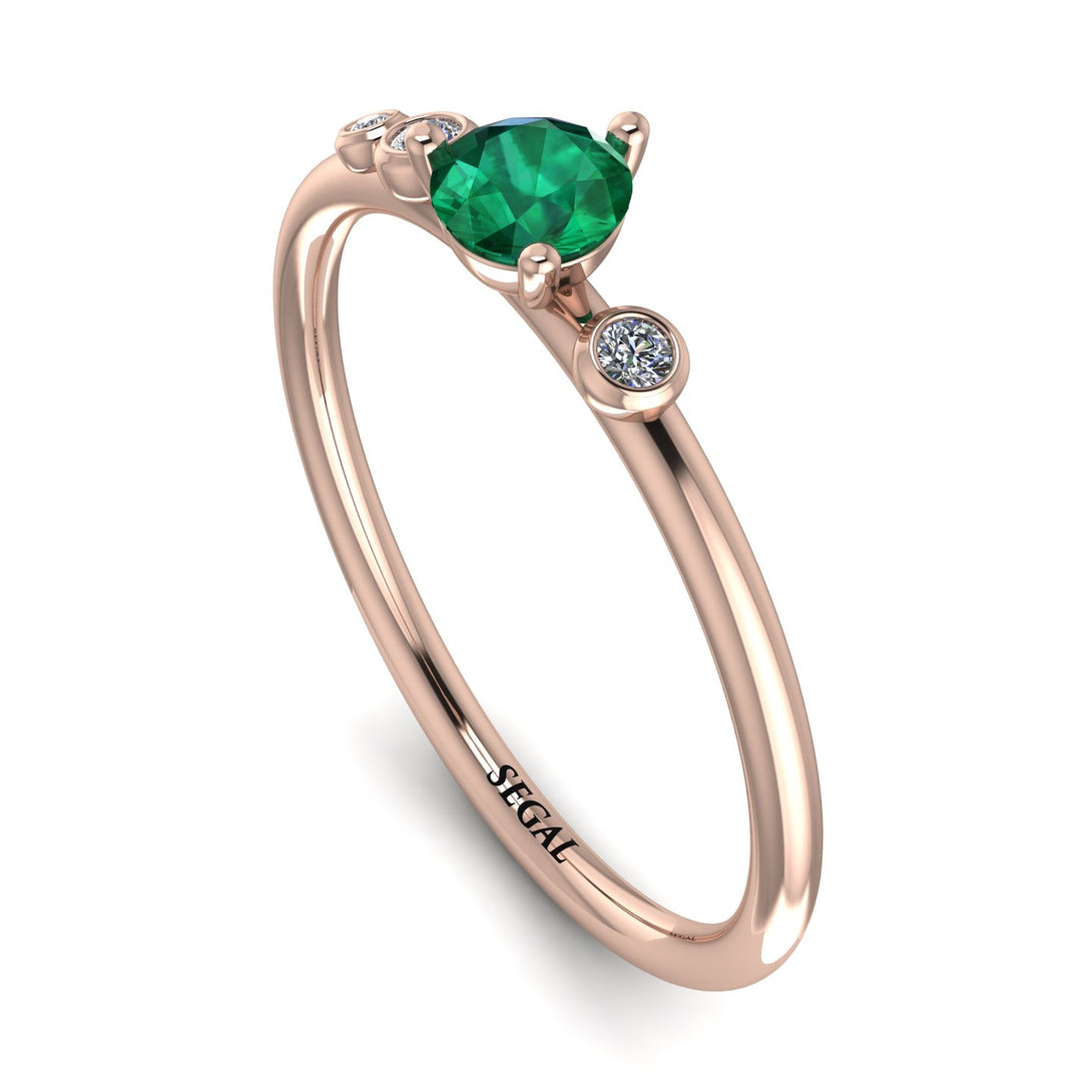 Minimalist Thin Emerald Ring - Brielle No. 5