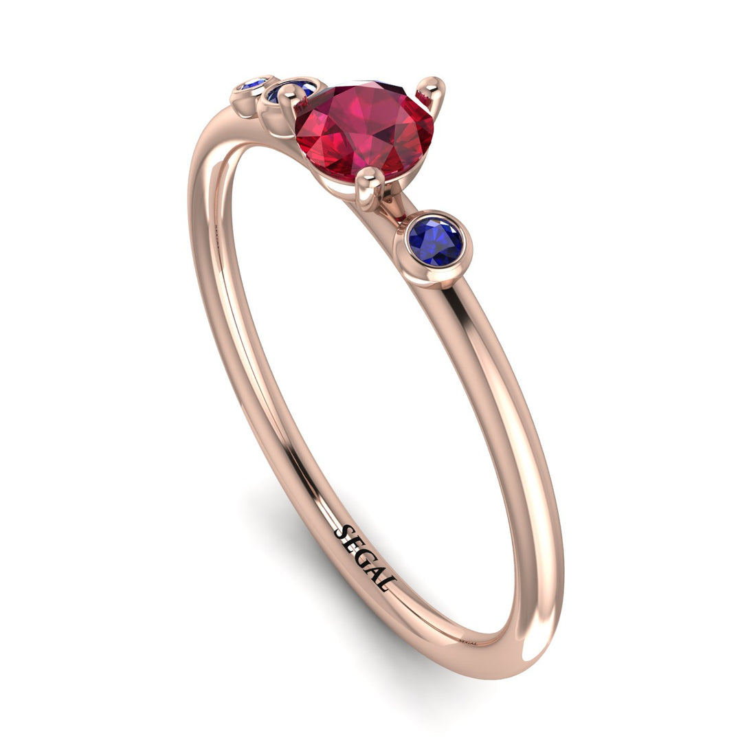 Minimalist Thin Ruby Ring - Brielle No. 71