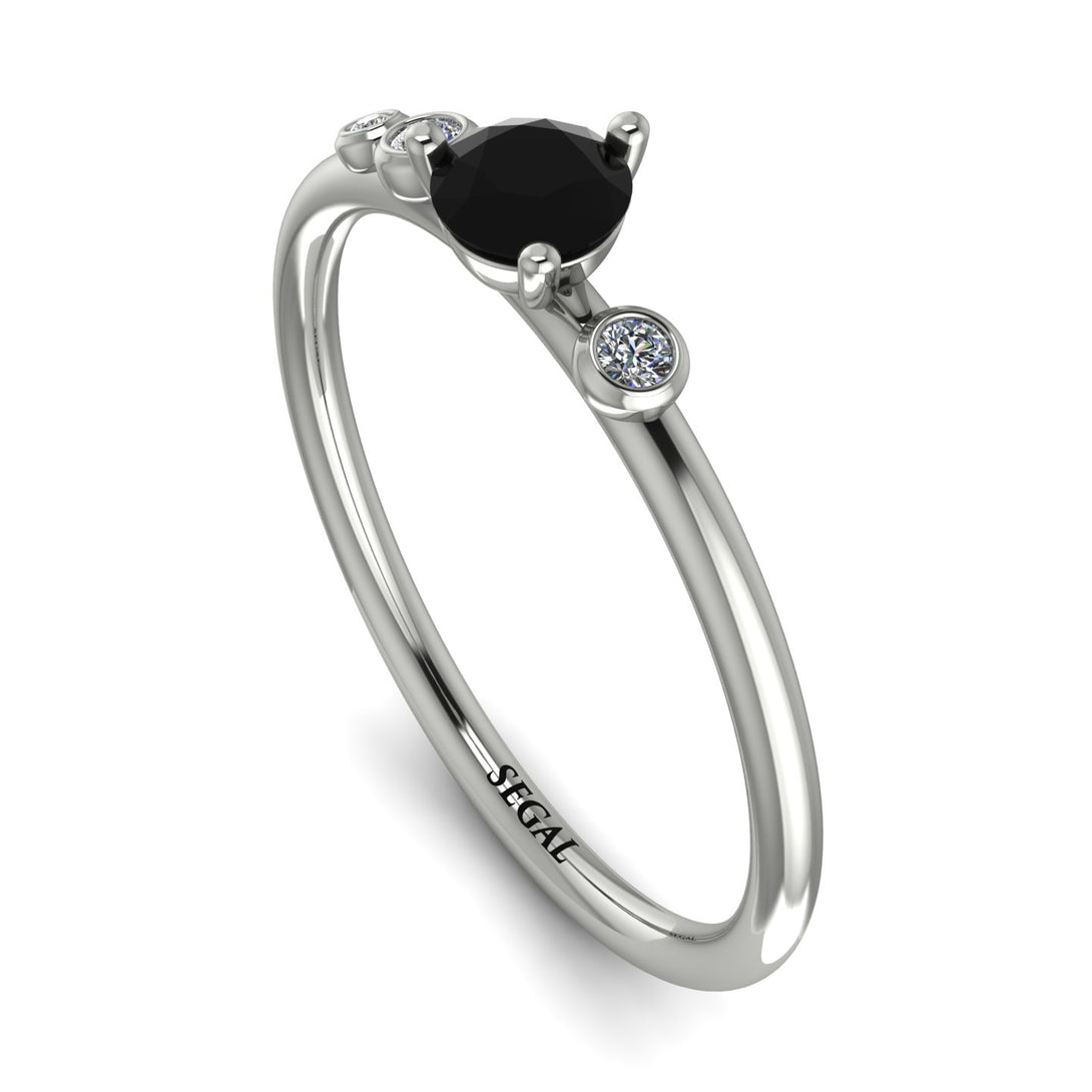 Minimalist Thin Black Diamond Ring - Brielle No. 9