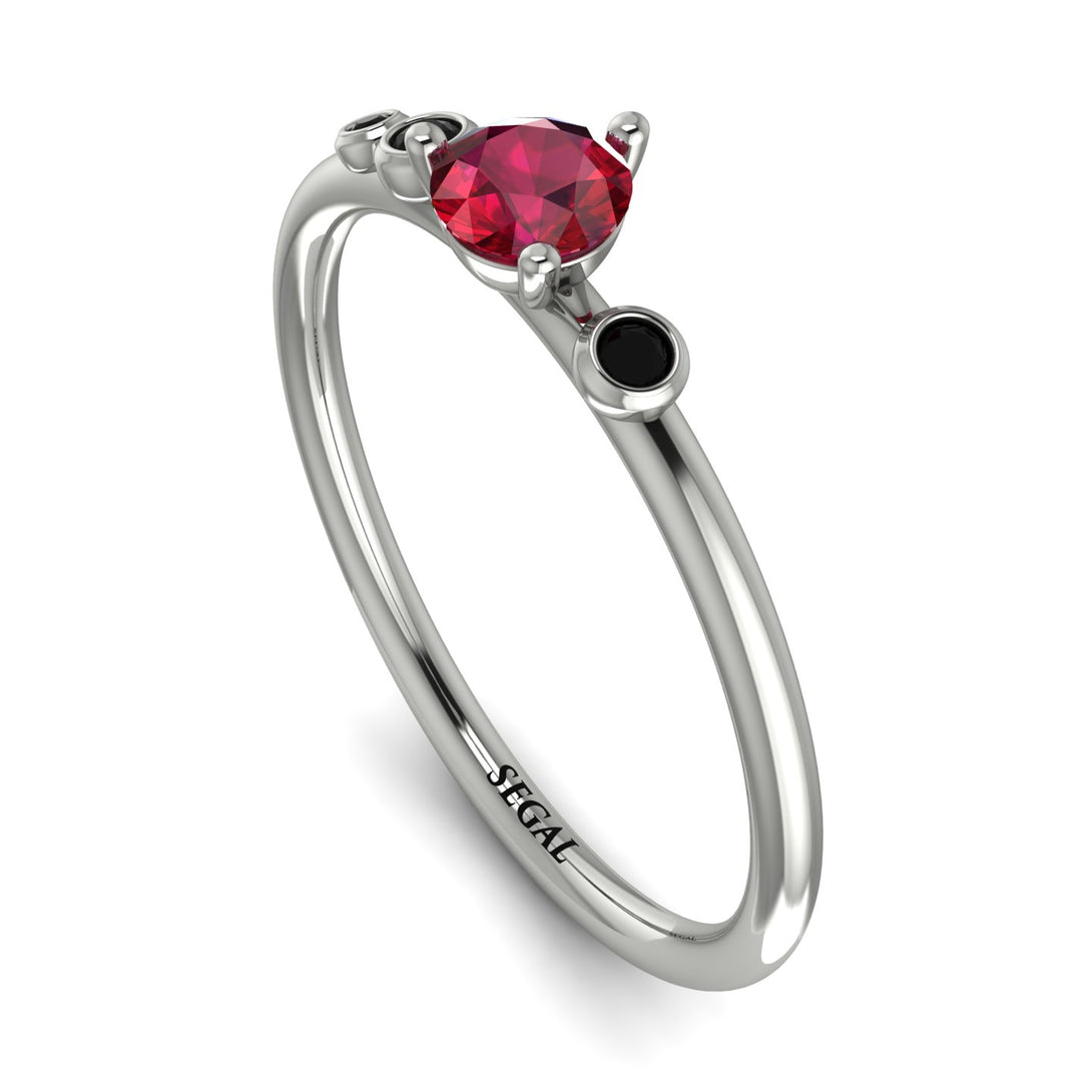 Minimalist Thin Ruby Ring - Brielle No. 42