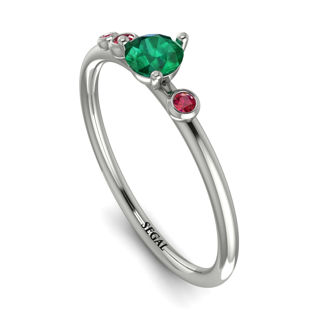Minimalist Thin Emerald Ring - Brielle No. 51
