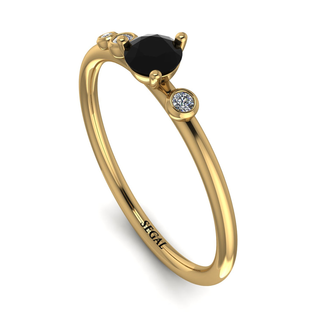 Minimalist Thin Black Diamond Ring - Brielle No. 7