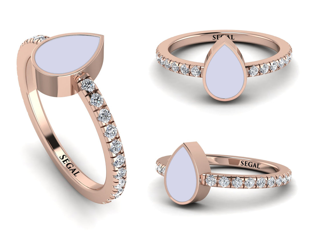 Elegant Enamel Pear Diamond Ring - Pear No. 2