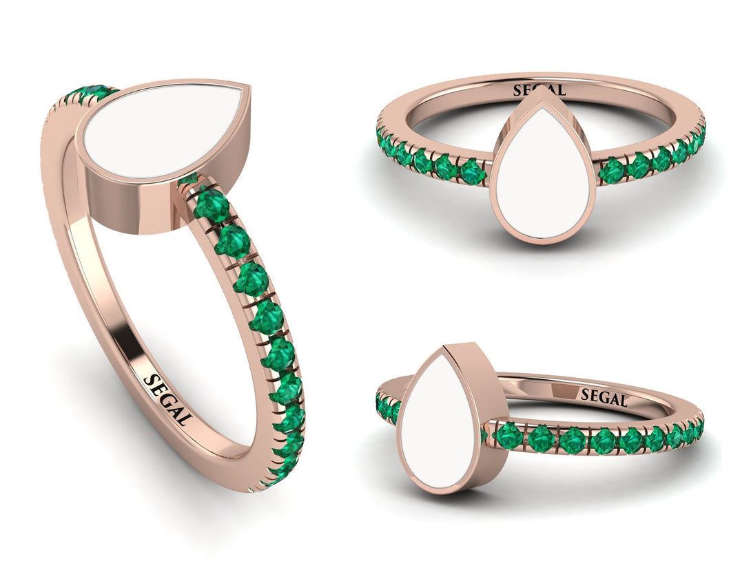Elegant Enamel Pear Emerald Ring - Pear No. 5