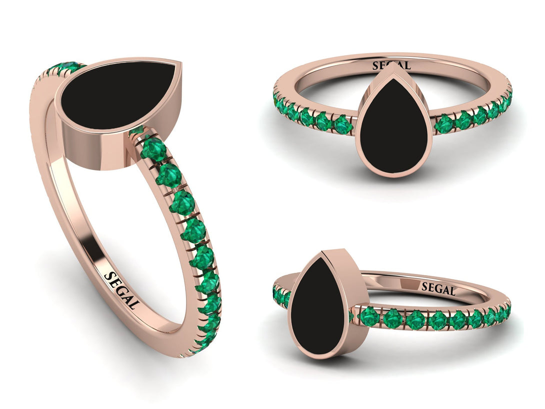 Elegant Enamel Pear Emerald Ring - Pear No. 5