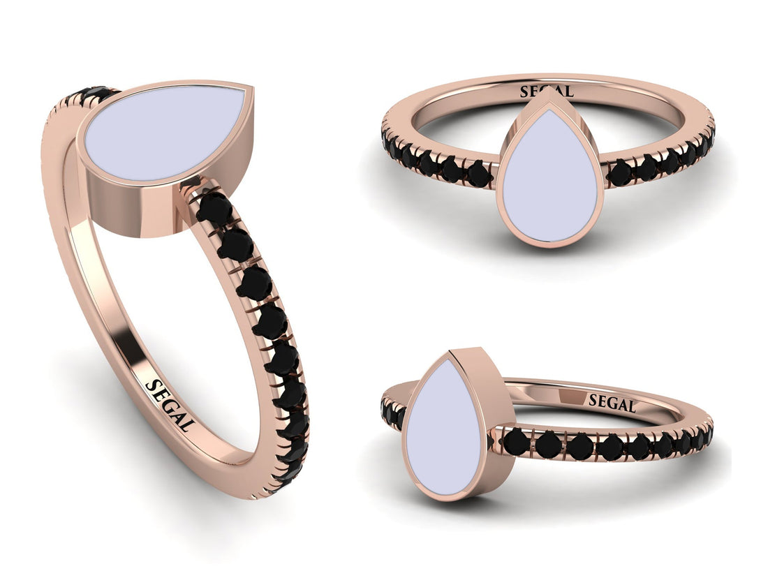Elegant Enamel Pear Black Diamond Ring - Pear No. 8