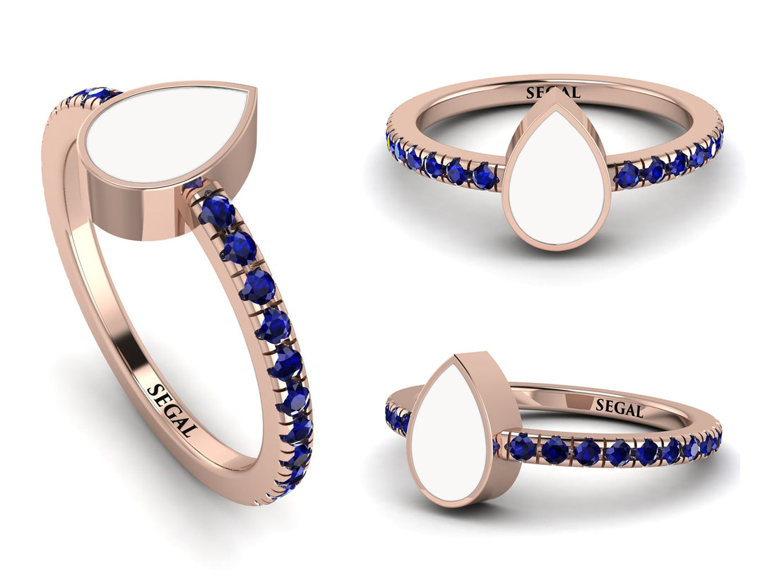 Elegant Enamel Pear Sapphire Ring - Pear No. 14