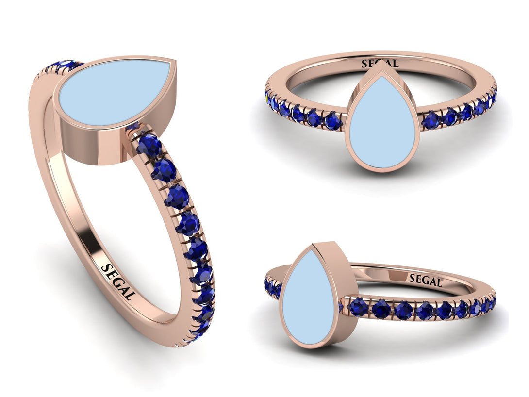 Elegant Enamel Pear Sapphire Ring - Pear No. 14
