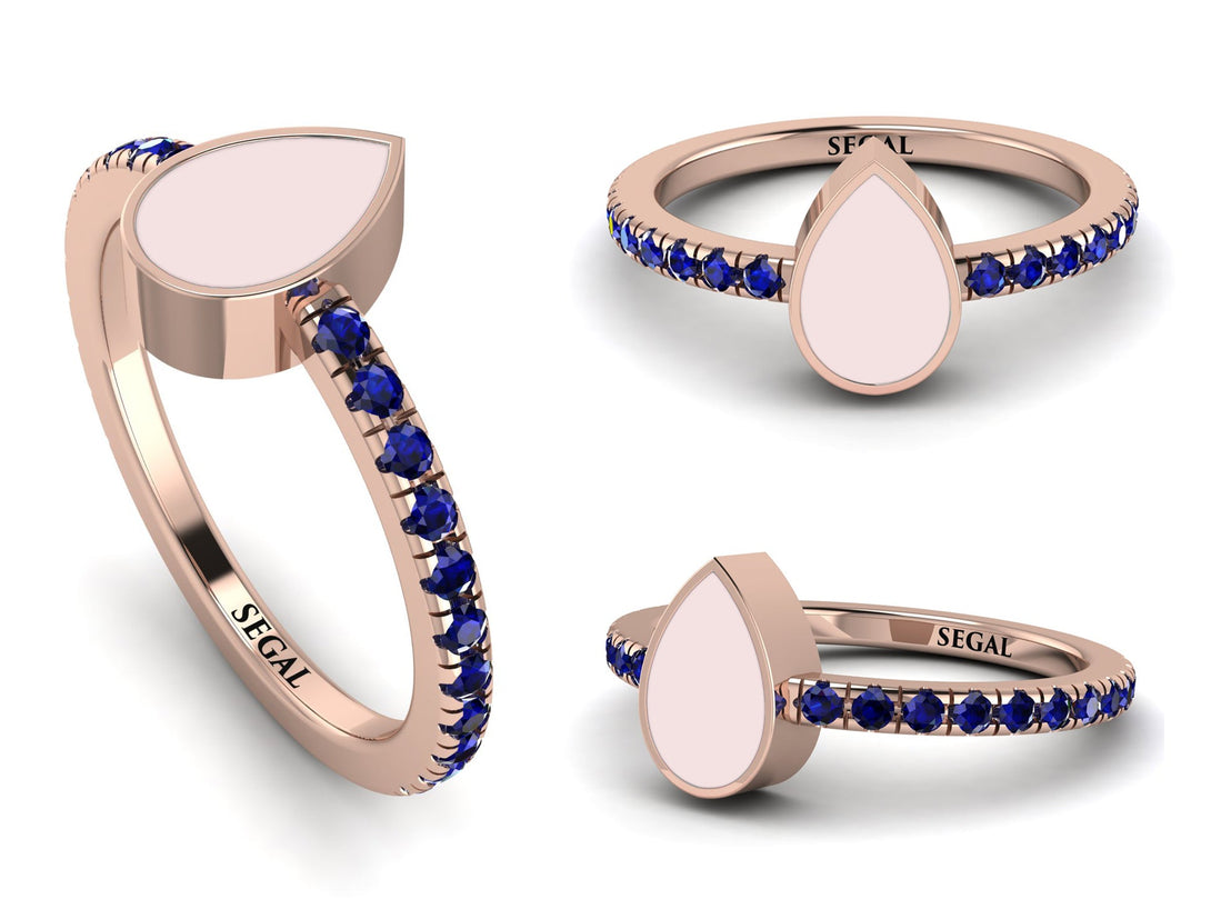 Elegant Enamel Pear Sapphire Ring - Pear No. 14