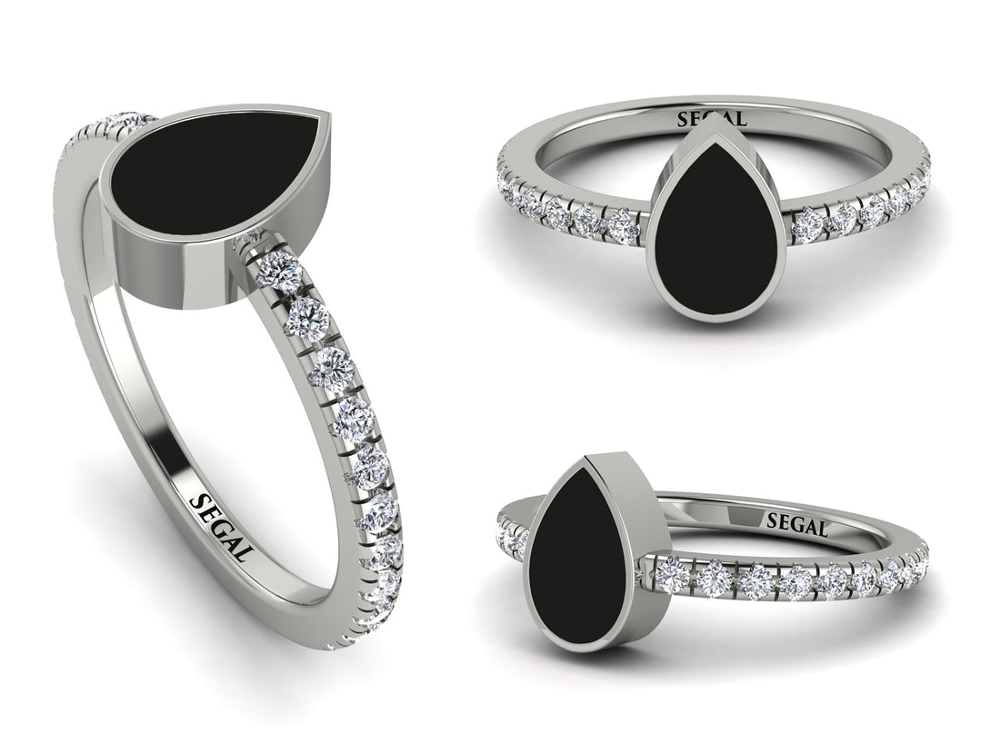 Elegant Enamel Pear Diamond Ring - Pear No. 3