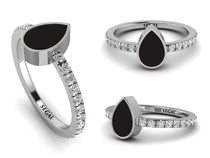 Elegant Enamel Pear Diamond Ring - Pear No. 3 image 1
