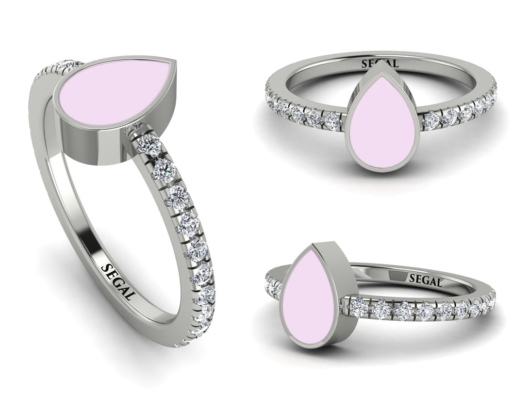 Elegant Enamel Pear Diamond Ring - Pear No. 3