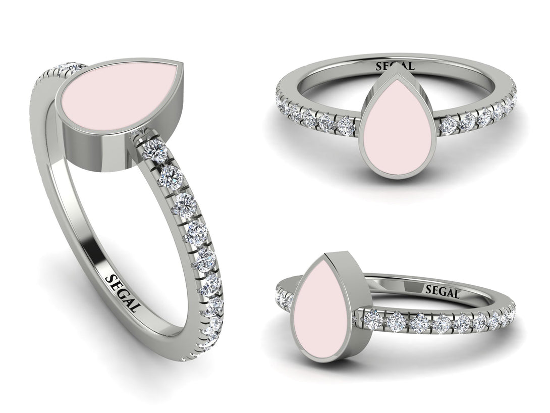 Elegant Enamel Pear Diamond Ring - Pear No. 3
