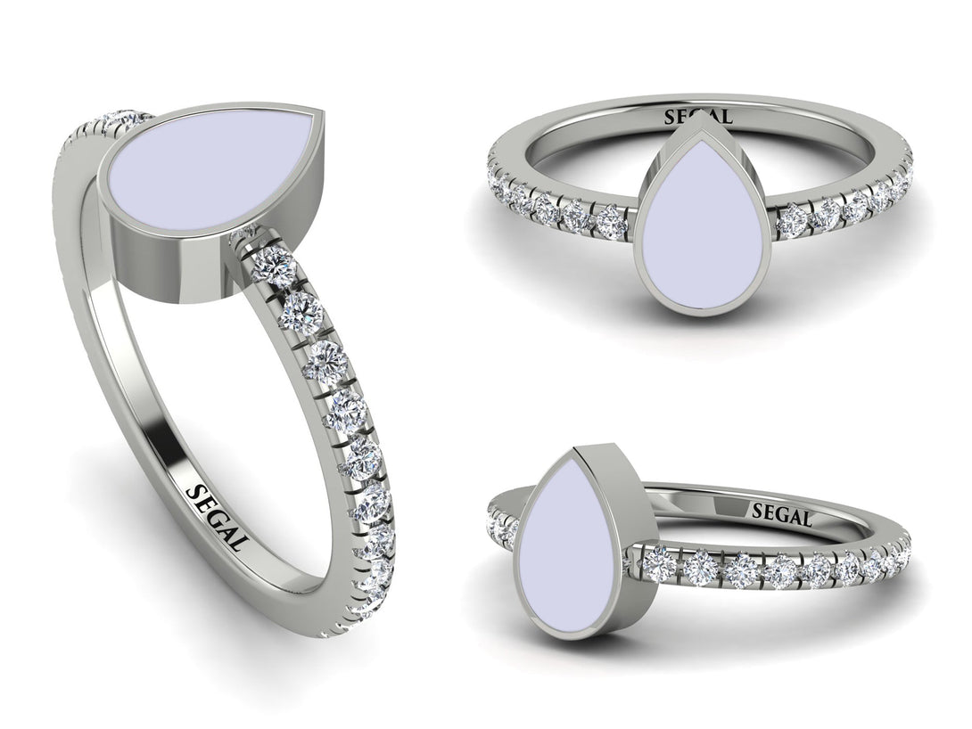 Elegant Enamel Pear Diamond Ring - Pear No. 3