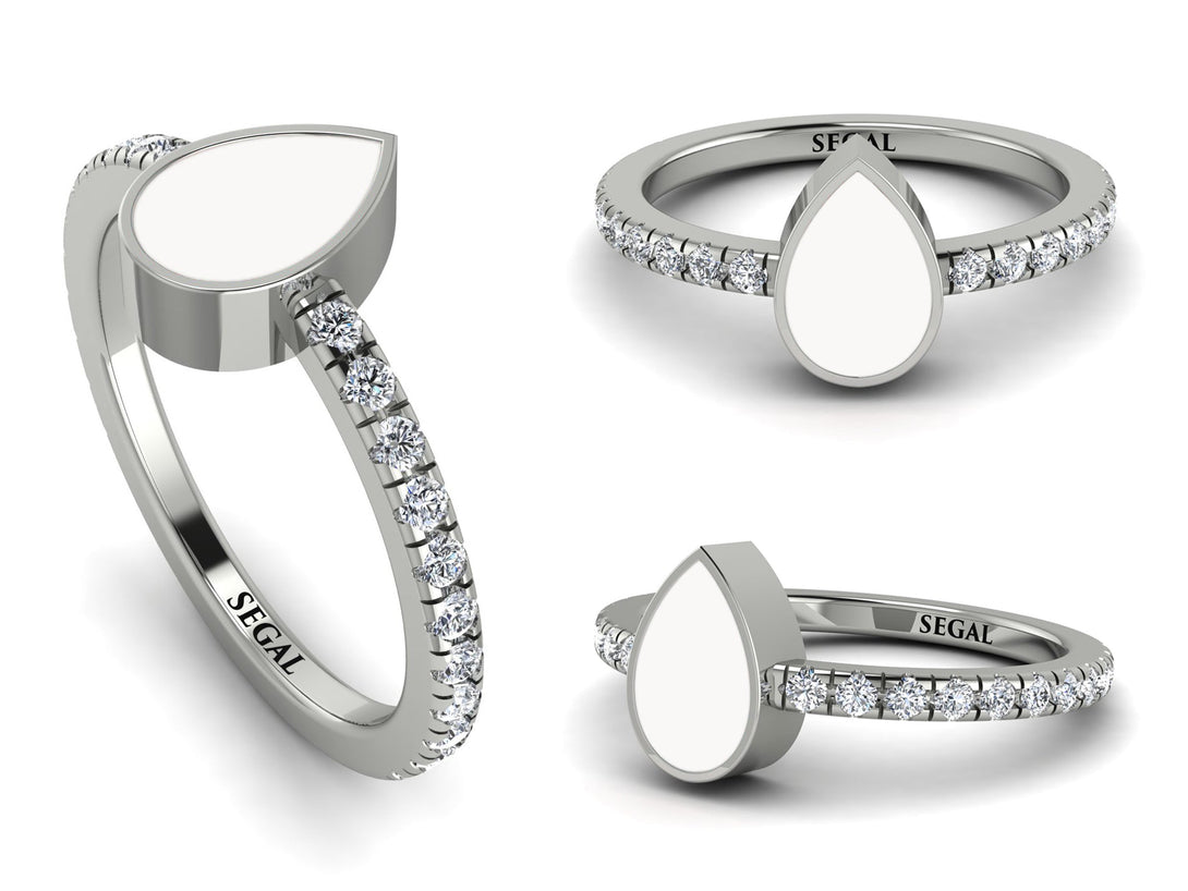 Elegant Enamel Pear Diamond Ring - Pear No. 3