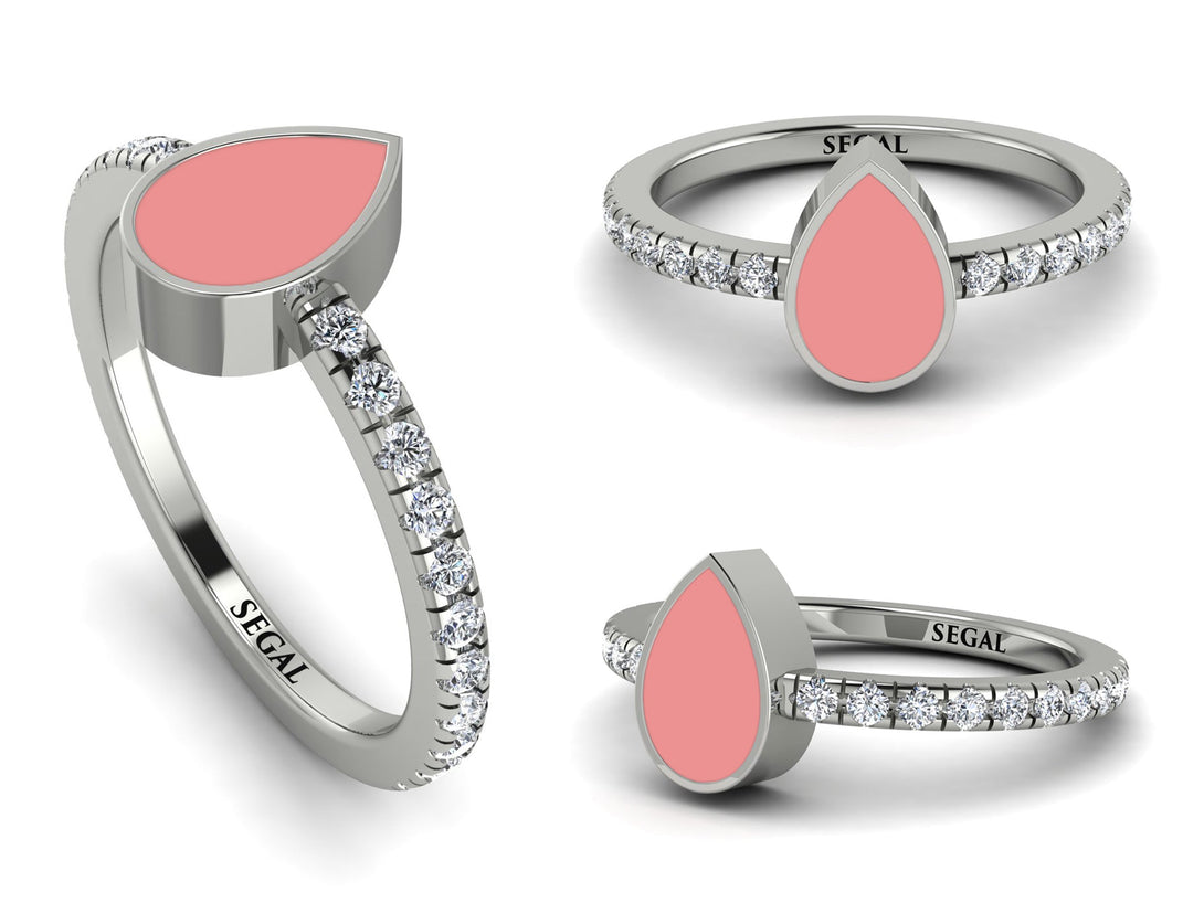 Elegant Enamel Pear Diamond Ring - Pear No. 3