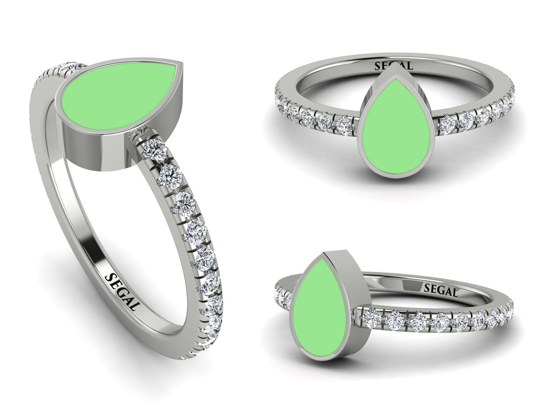 Elegant Enamel Pear Diamond Ring - Pear No. 3