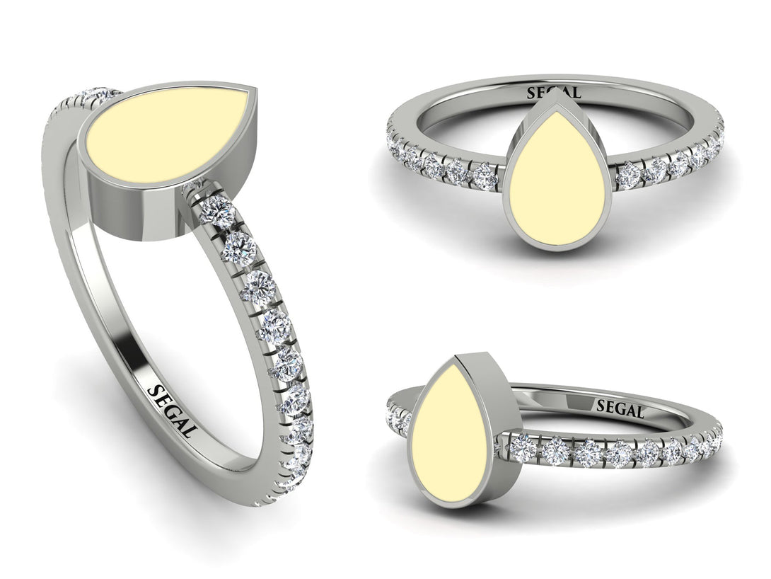 Elegant Enamel Pear Diamond Ring - Pear No. 3