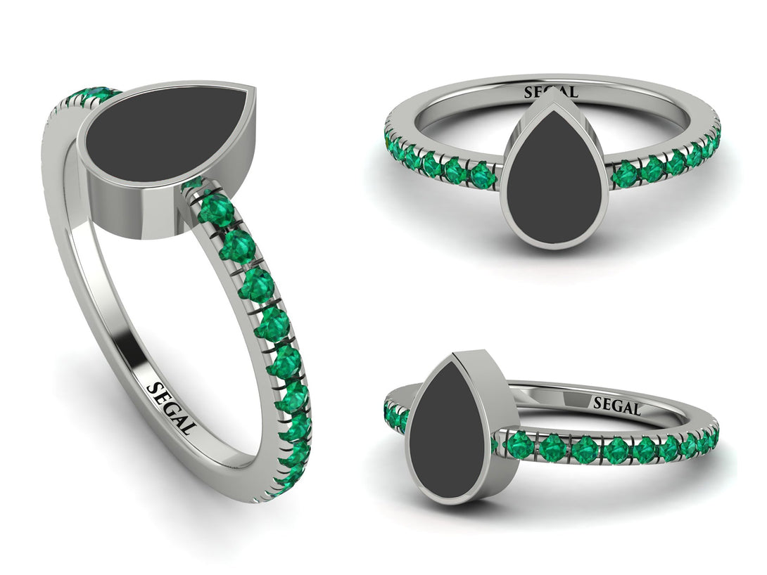 Elegant Enamel Pear Emerald Ring - Pear No. 6