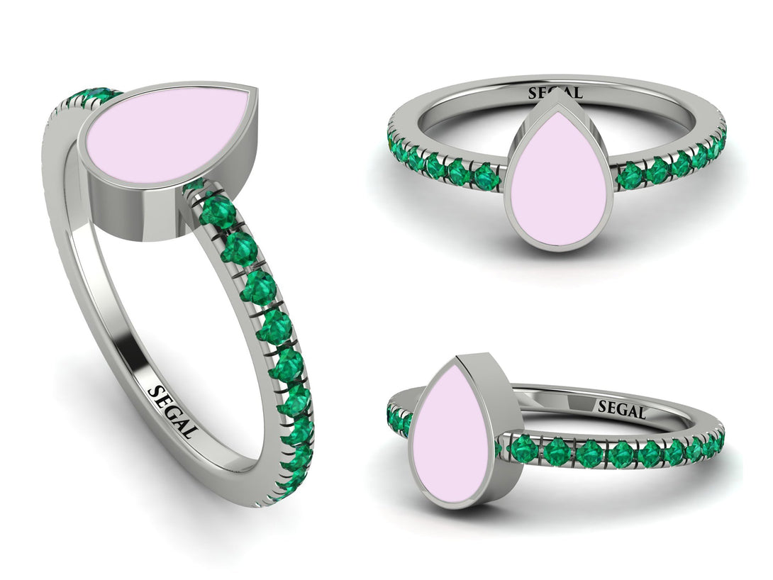 Elegant Enamel Pear Emerald Ring - Pear No. 6