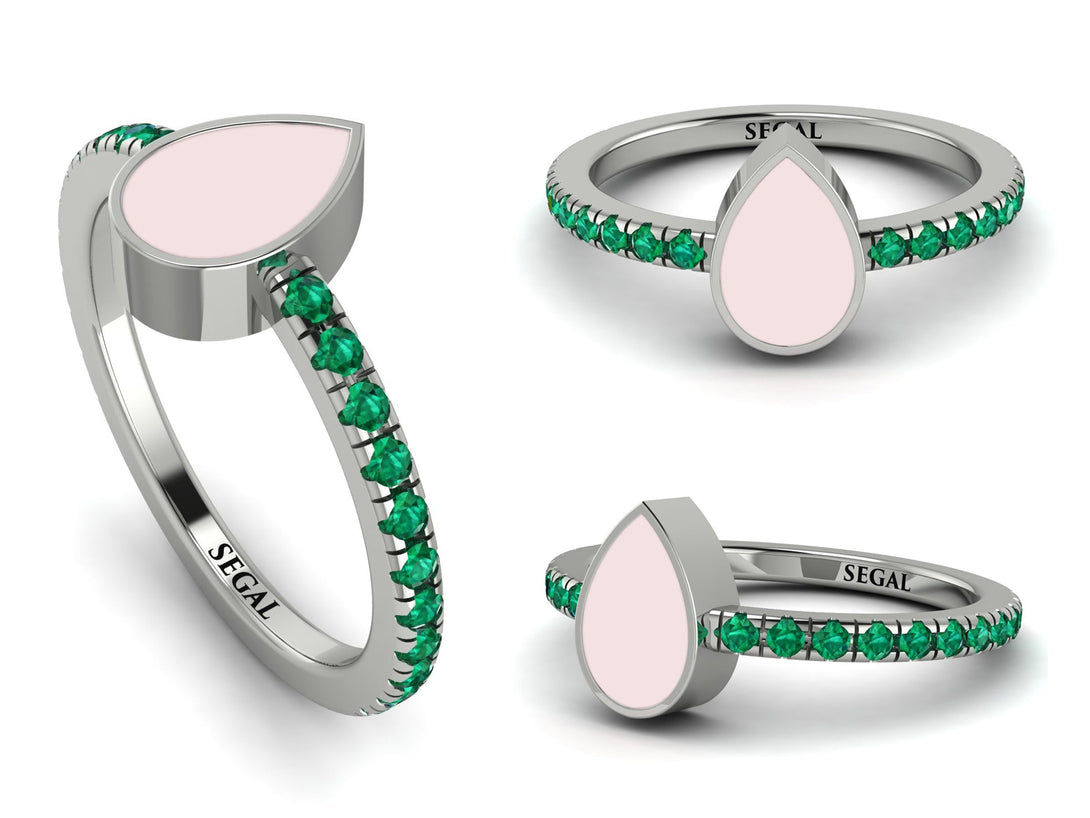 Elegant Enamel Pear Emerald Ring - Pear No. 6