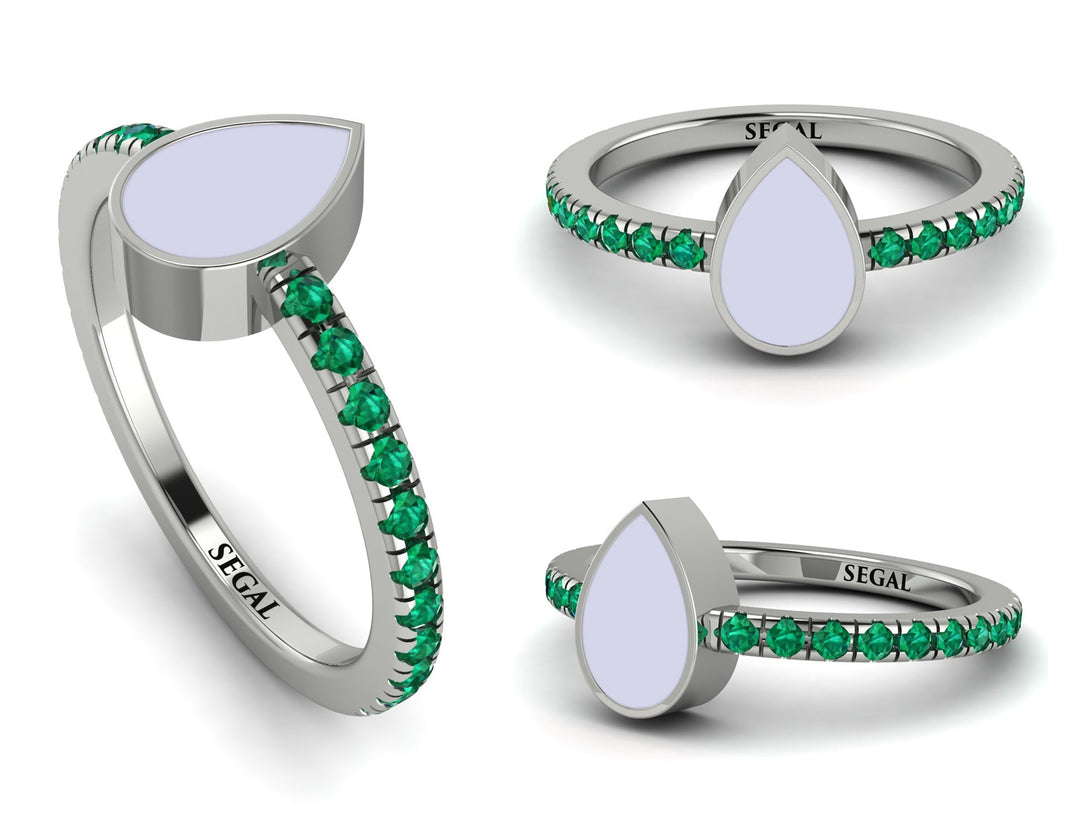 Elegant Enamel Pear Emerald Ring - Pear No. 6