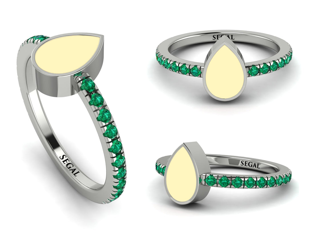 Elegant Enamel Pear Emerald Ring - Pear No. 6