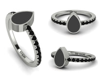 Elegant Enamel Pear Black Diamond Ring - Pear No. 9 image 1