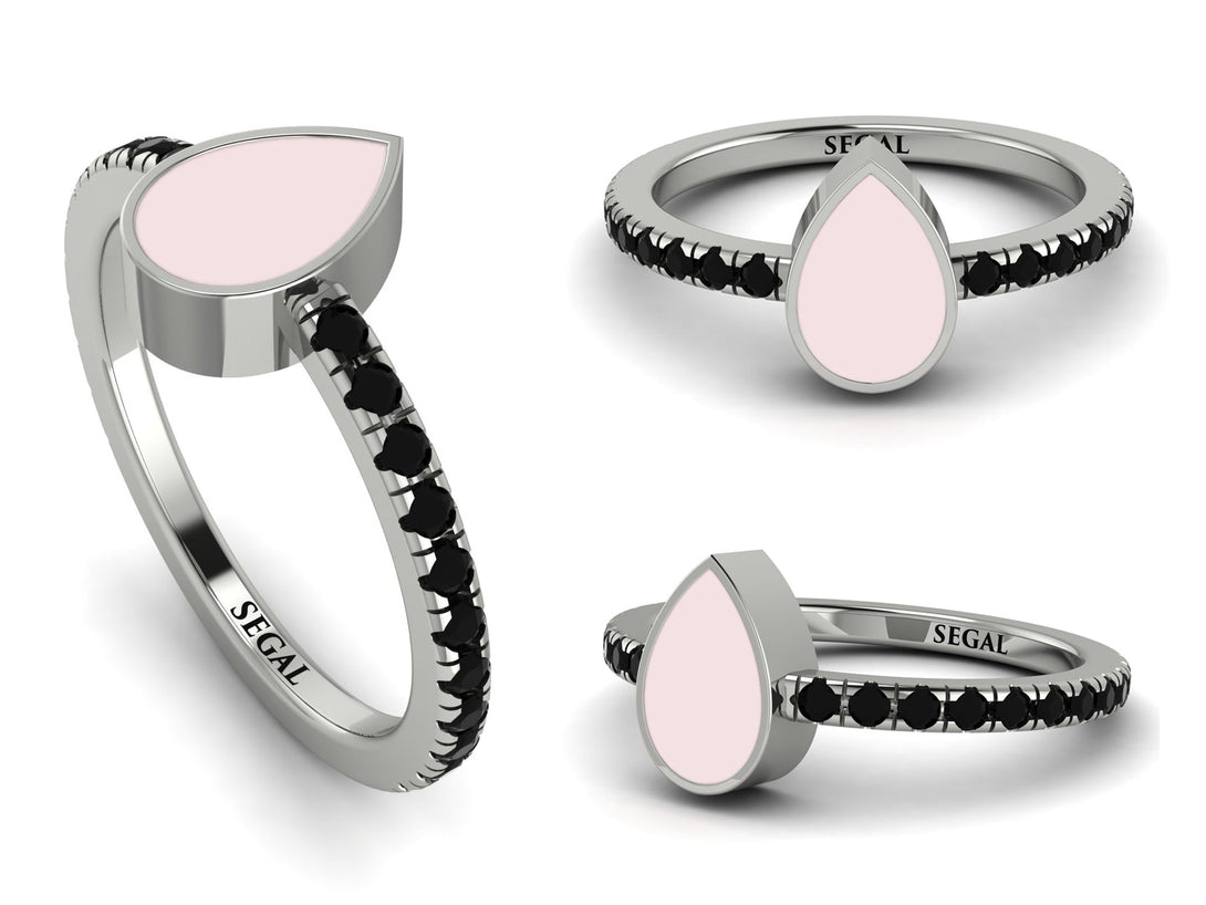 Elegant Enamel Pear Black Diamond Ring - Pear No. 9