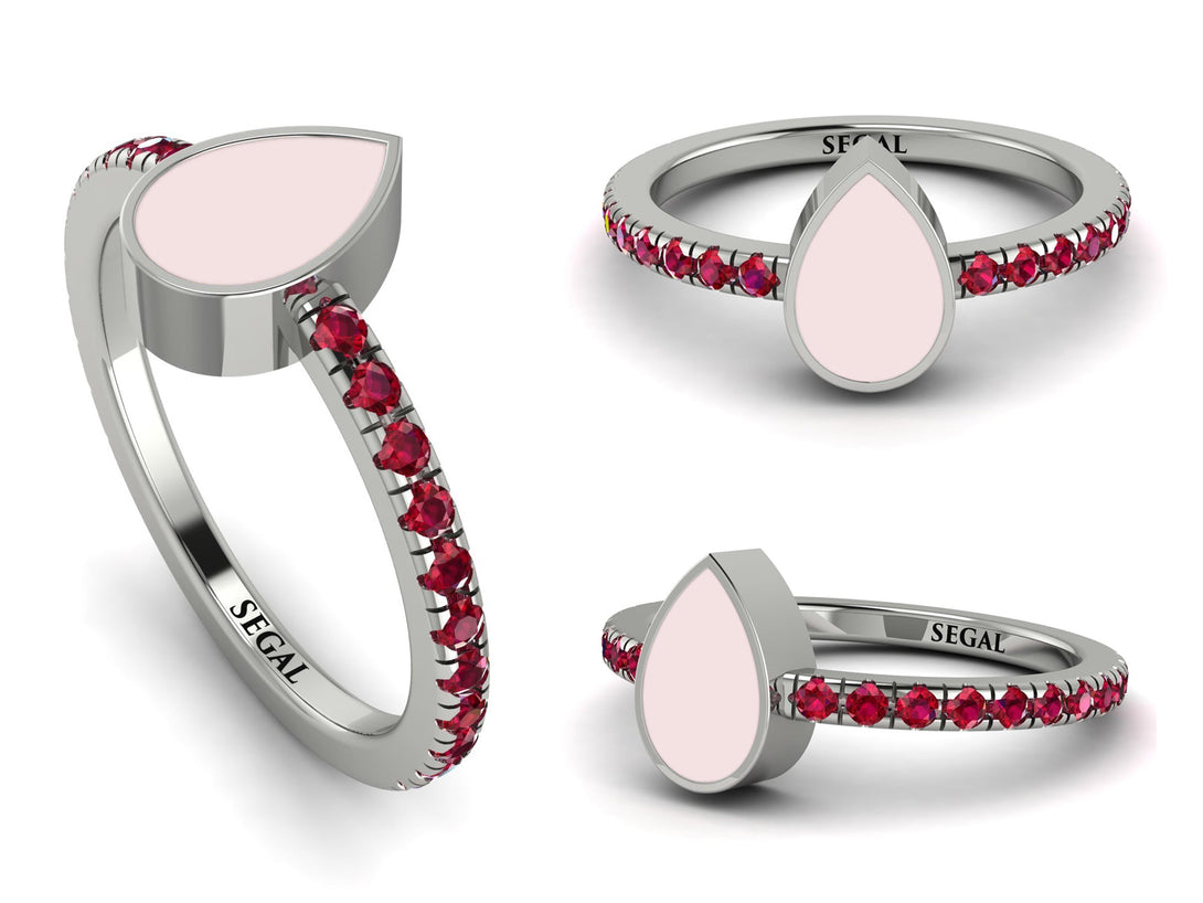 Elegant Enamel Pear Ruby Ring - Pear No. 12