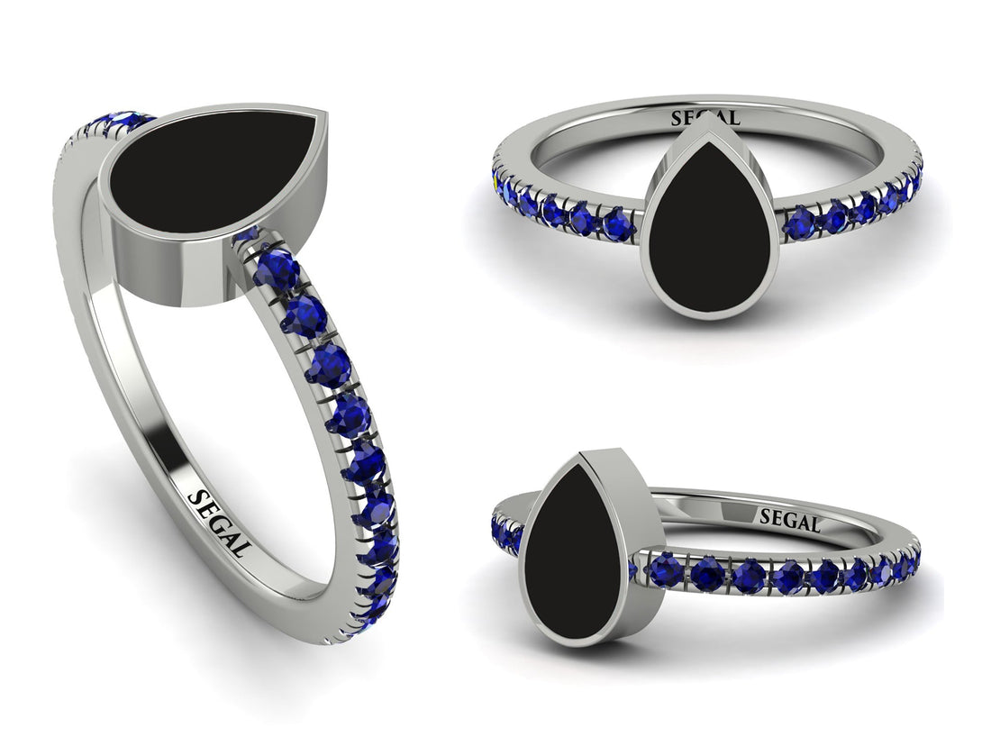 Elegant Enamel Pear Sapphire Ring - Pear No. 15