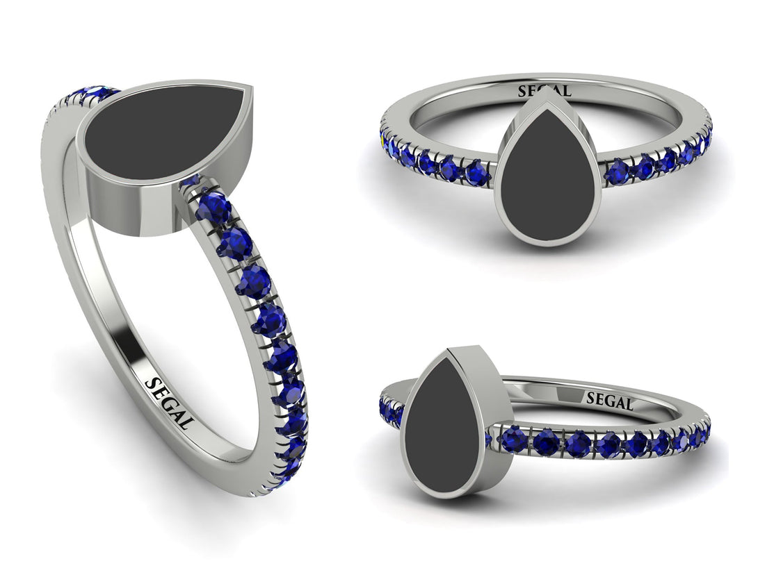 Elegant Enamel Pear Sapphire Ring - Pear No. 15