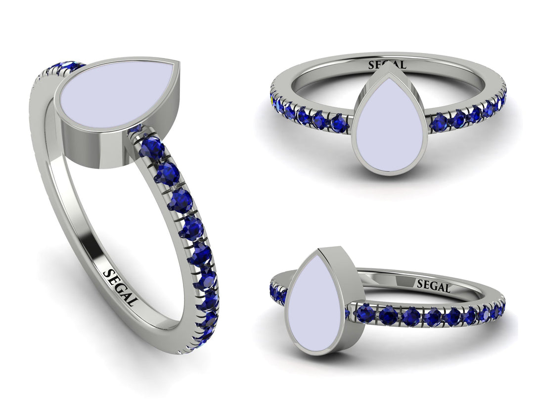 Elegant Enamel Pear Sapphire Ring - Pear No. 15