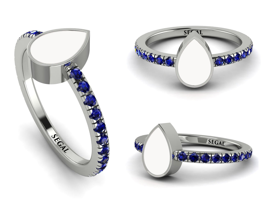 Elegant Enamel Pear Sapphire Ring - Pear No. 15