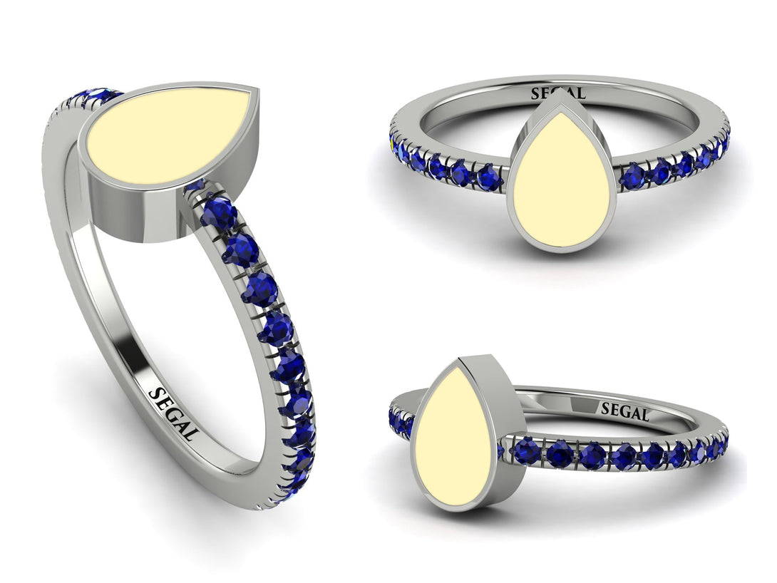 Elegant Enamel Pear Sapphire Ring - Pear No. 15
