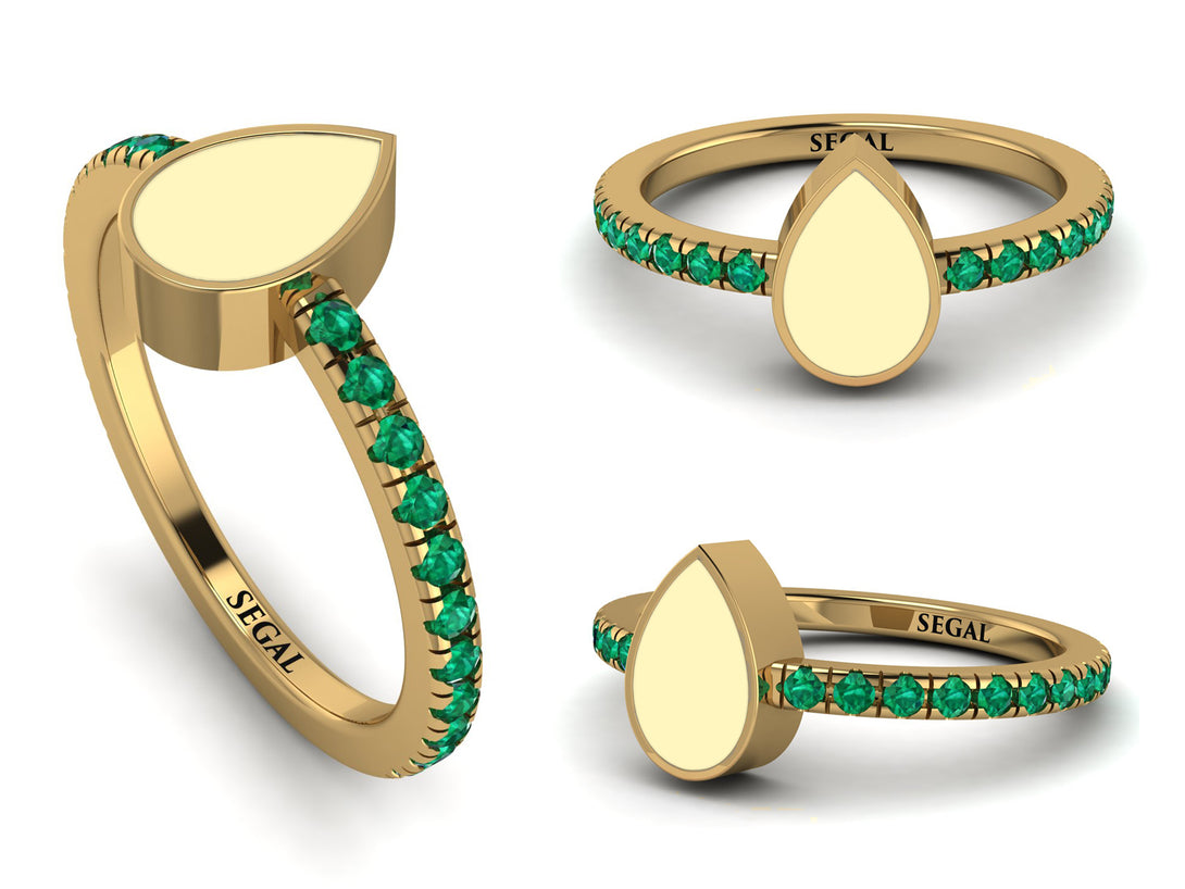 Elegant Enamel Pear Emerald Ring - Pear No. 4
