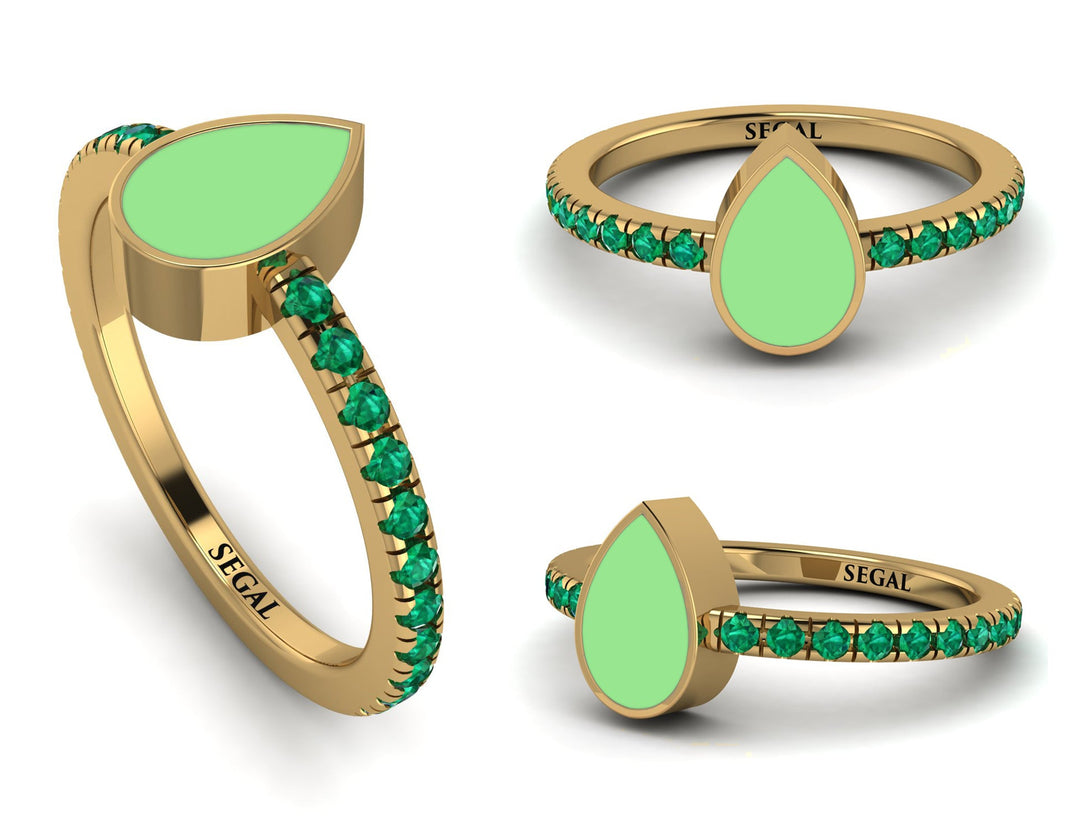 Elegant Enamel Pear Emerald Ring - Pear No. 4