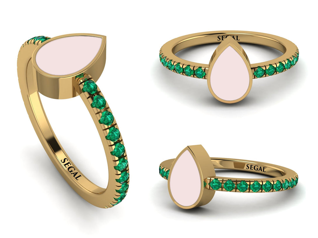Elegant Enamel Pear Emerald Ring - Pear No. 4